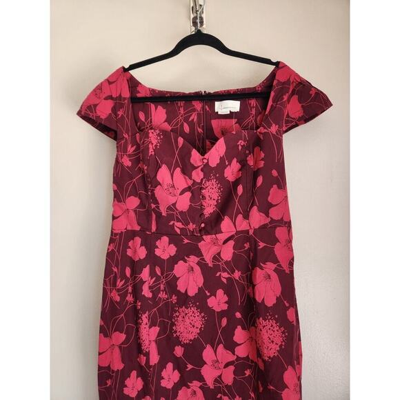 NWT Anthropologie The Cecily Fit & Flare Sweetheart Dress Size XLP Wine 9B407 - Picture 4 of 12